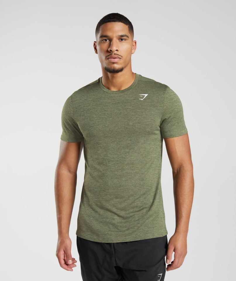 Koszulki Gymshark Arrival Marl Męskie Oliwkowe | PL 985GLX